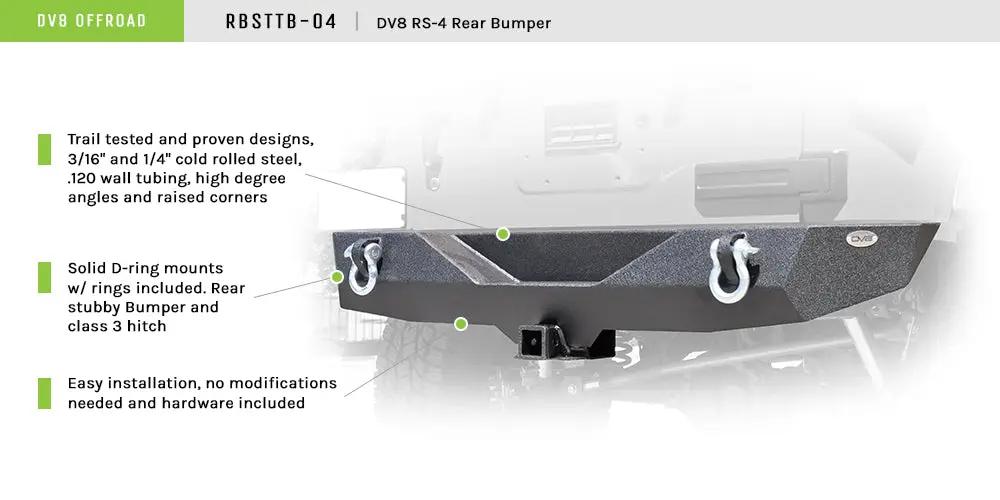 DV8 Offroad 07-18 Jeep JK Jeep Stubby Rear Bumper RS-4 by DV8 Offroad