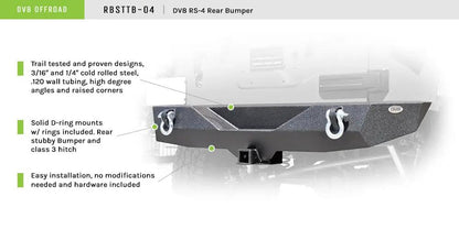 DV8 Offroad 07-18 Jeep JK Jeep Stubby Rear Bumper RS-4 by DV8 Offroad