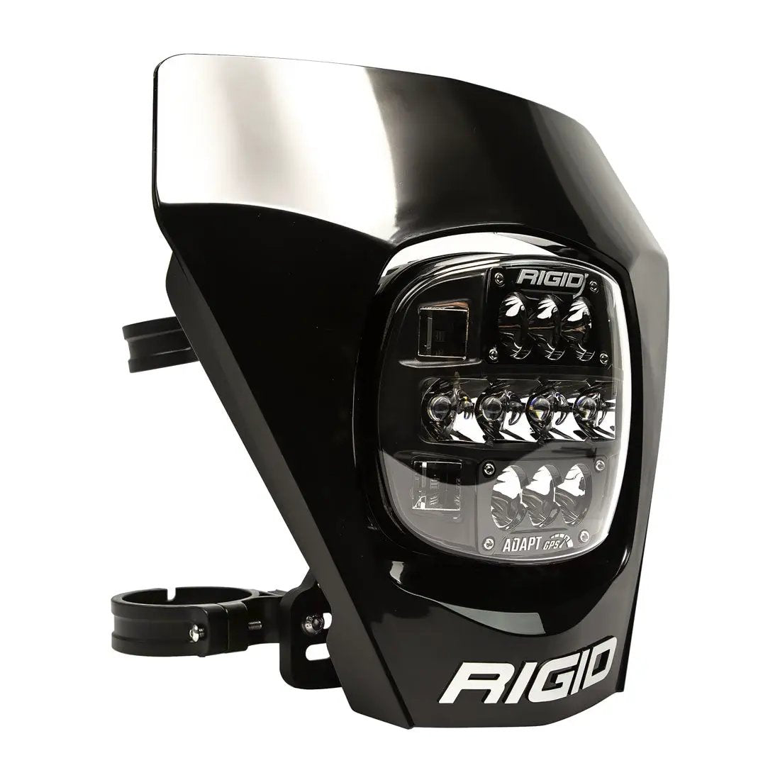 RIGID Industries Adapt XE Extreme Enduro Ready To Ride Moto Kit, Includes LED Light With 3 Lighting Zones And GPS Module, Yellow Light Cover, White Number Plate, Wire Harness, 3 Position Kill Switch, And Mounting Kit by RIGID Industries
