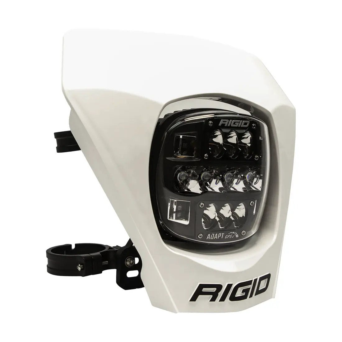 RIGID Industries Adapt XE Extreme Enduro Ready To Ride Moto Kit, Includes LED Light With 3 Lighting Zones And GPS Module, Yellow Light Cover, White Number Plate, Wire Harness, 3 Position Kill Switch, And Mounting Kit by RIGID Industries