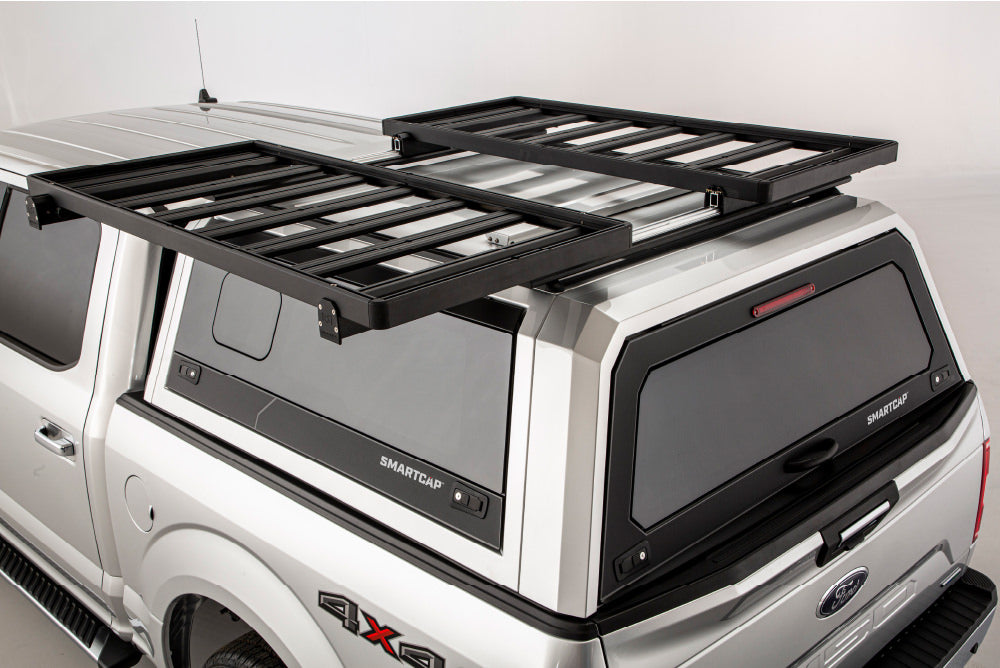 Drop Rack F-150 para Ford F-150 2015-2026 de 6.5 pies con caja estándar. SmartCap compatible con toldos con números de serie terminados en "MB", "WH" o "SA".