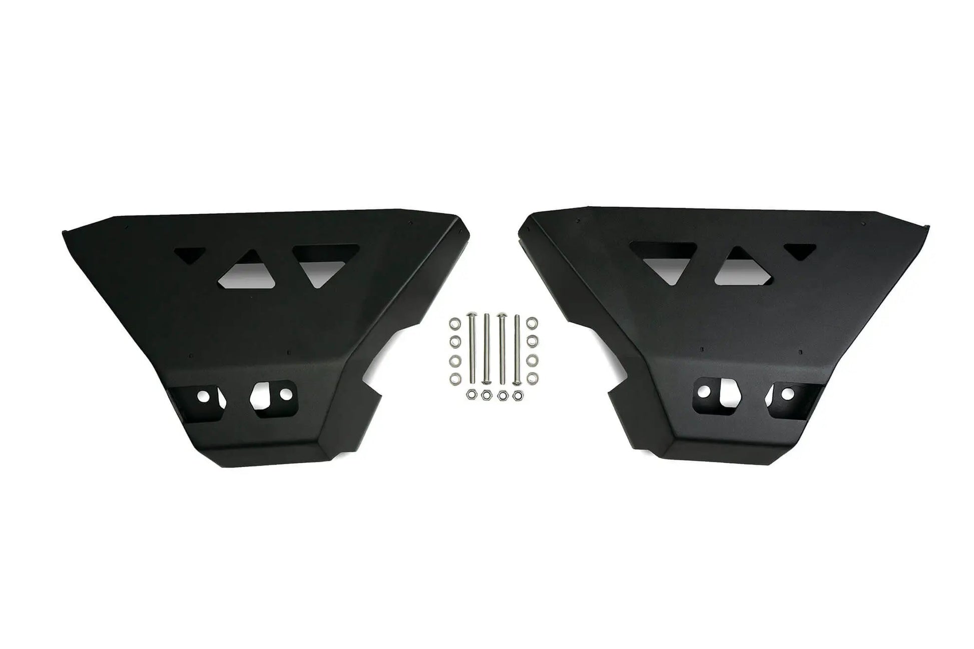 DV8 Offroad A-Arm Skid Plate for the 2021+ Bronco was designed to protect the aluminum front, lower control arms from rocks and other obstacles on the trail. Made from 3.5mm steel and finished in a micro-texture black powder coat. by DV8 Offroad