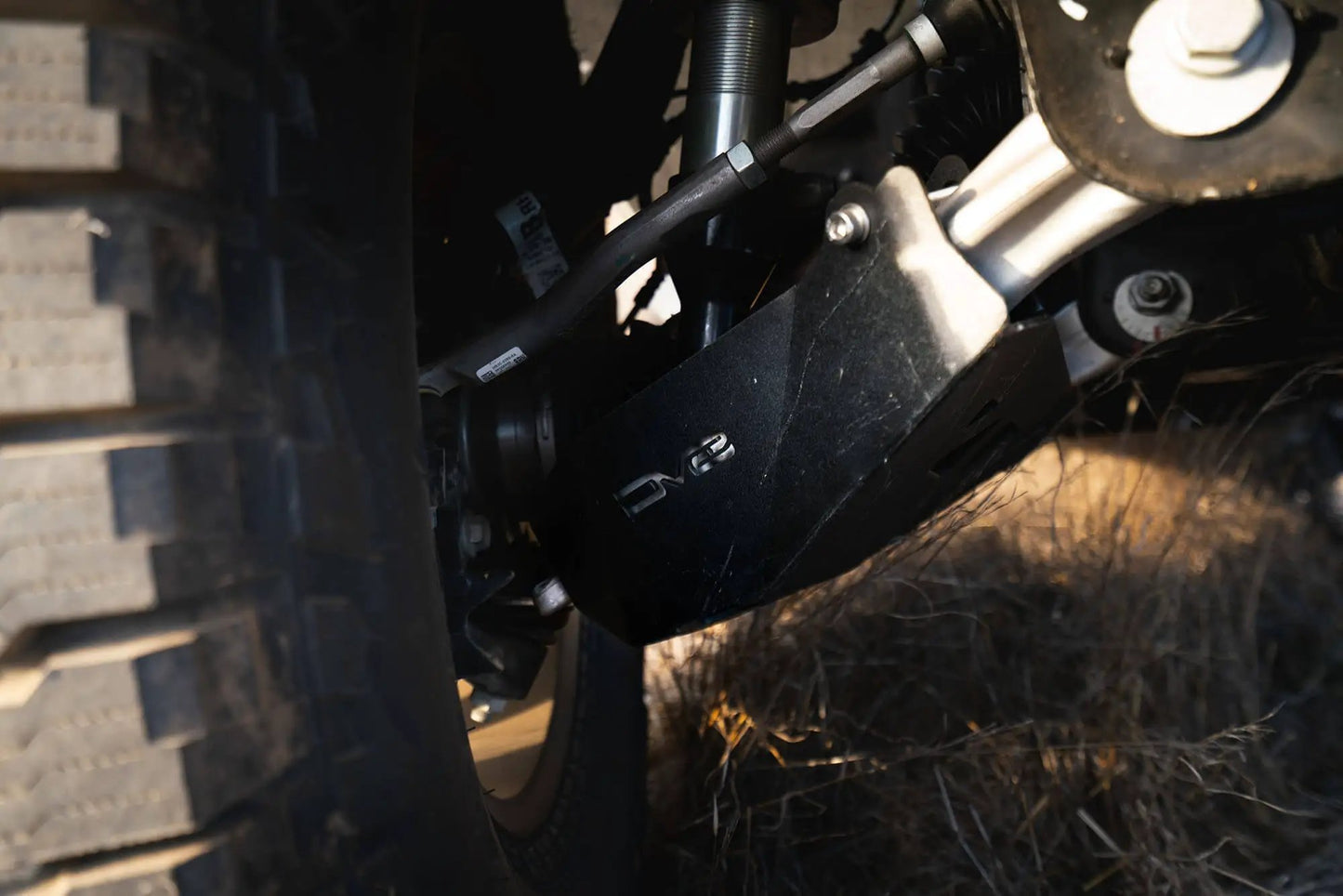 DV8 Offroad A-Arm Skid Plate for the 2021+ Bronco was designed to protect the aluminum front, lower control arms from rocks and other obstacles on the trail. Made from 3.5mm steel and finished in a micro-texture black powder coat. by DV8 Offroad