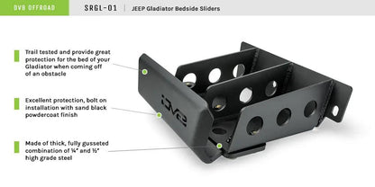 DV8 Offroad Jeep Gladiator JT Bedside Rock Sliders by DV8 Offroad