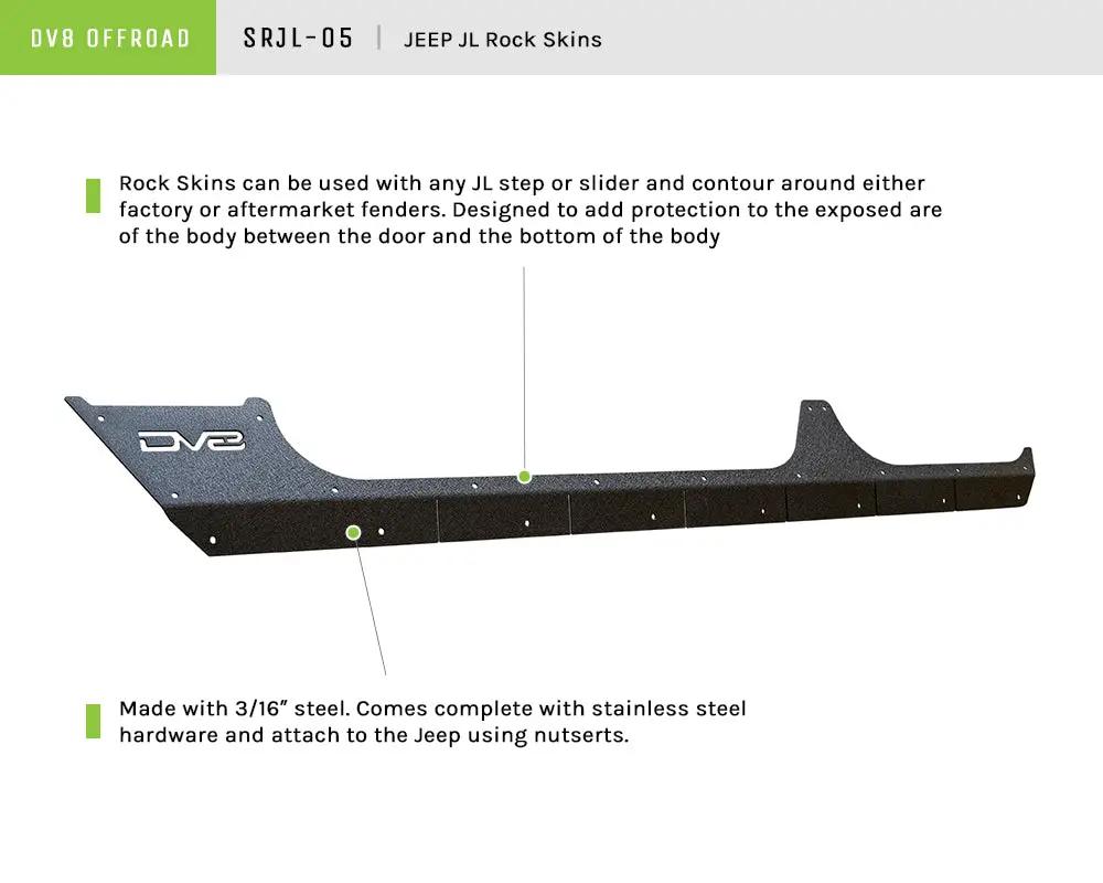 DV8 Offroad 18+ Jeep JL 4-Door Rock Skins by DV8 Offroad