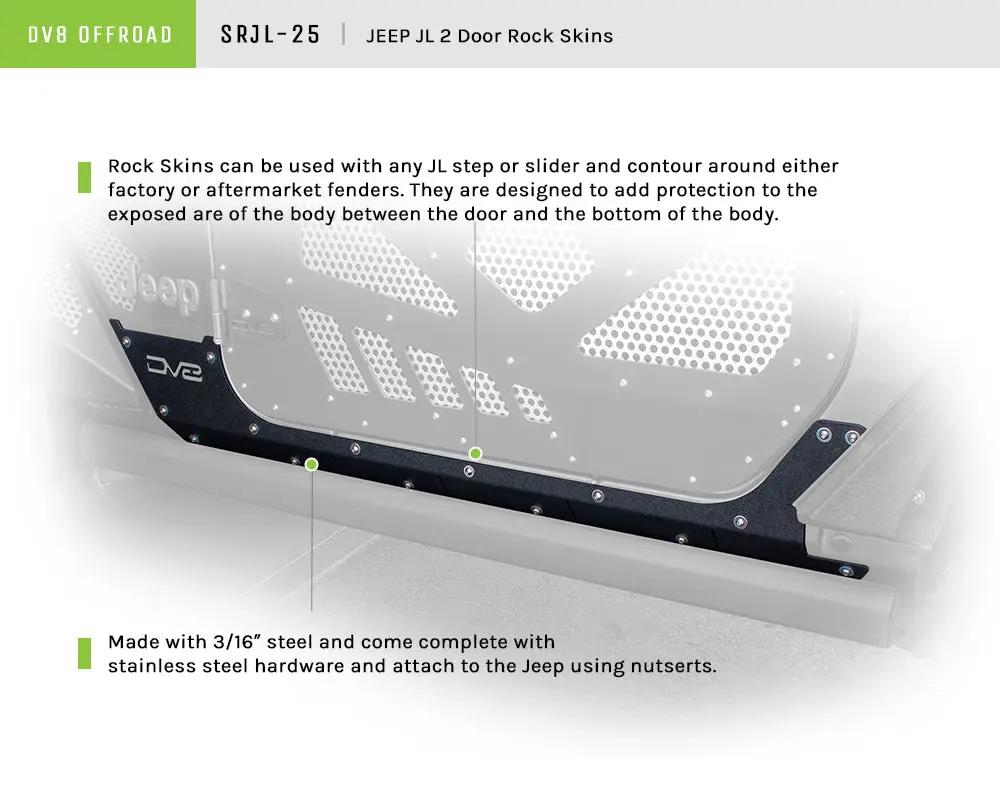 DV8 Offroad 18+ Jeep JL 2-Door Rock Skins by DV8 Offroad