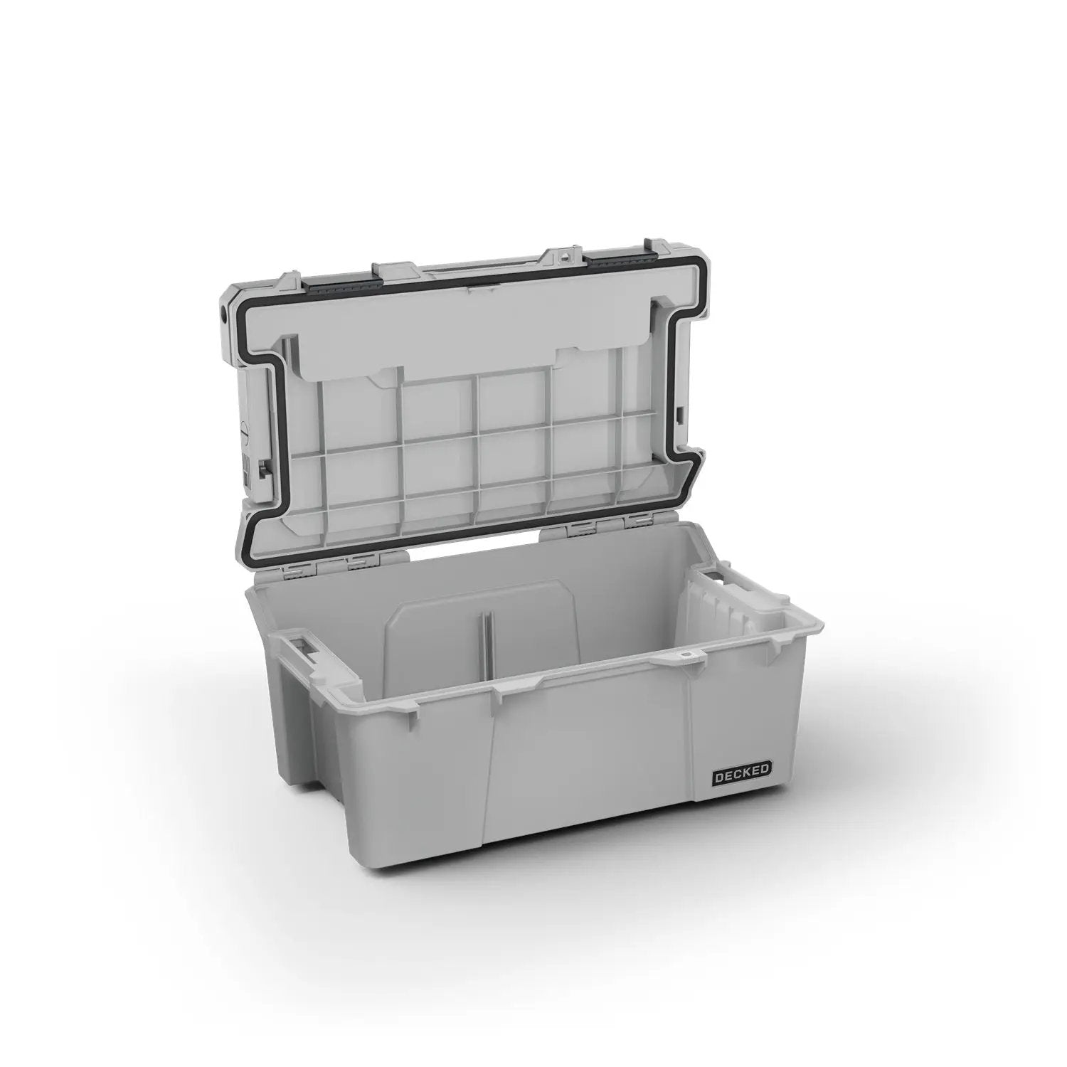DECKED Sixer 16 Case - Includes one (1) weatherproof 16-liter latching case and one (1) Cargo Tray - In Cool Gray with black latches by DECKED