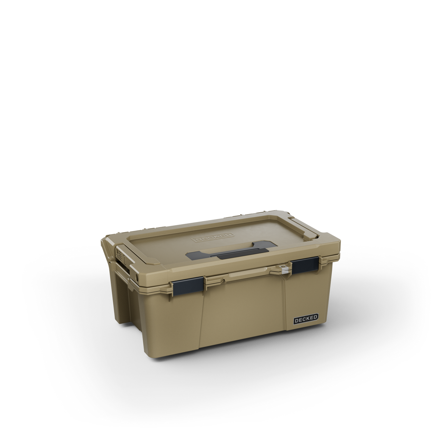 DECKED Sixer 16 Case - Includes one (1) weatherproof 16-liter latching case and one (1) Cargo Tray - In Desert Tan with black latches by DECKED
