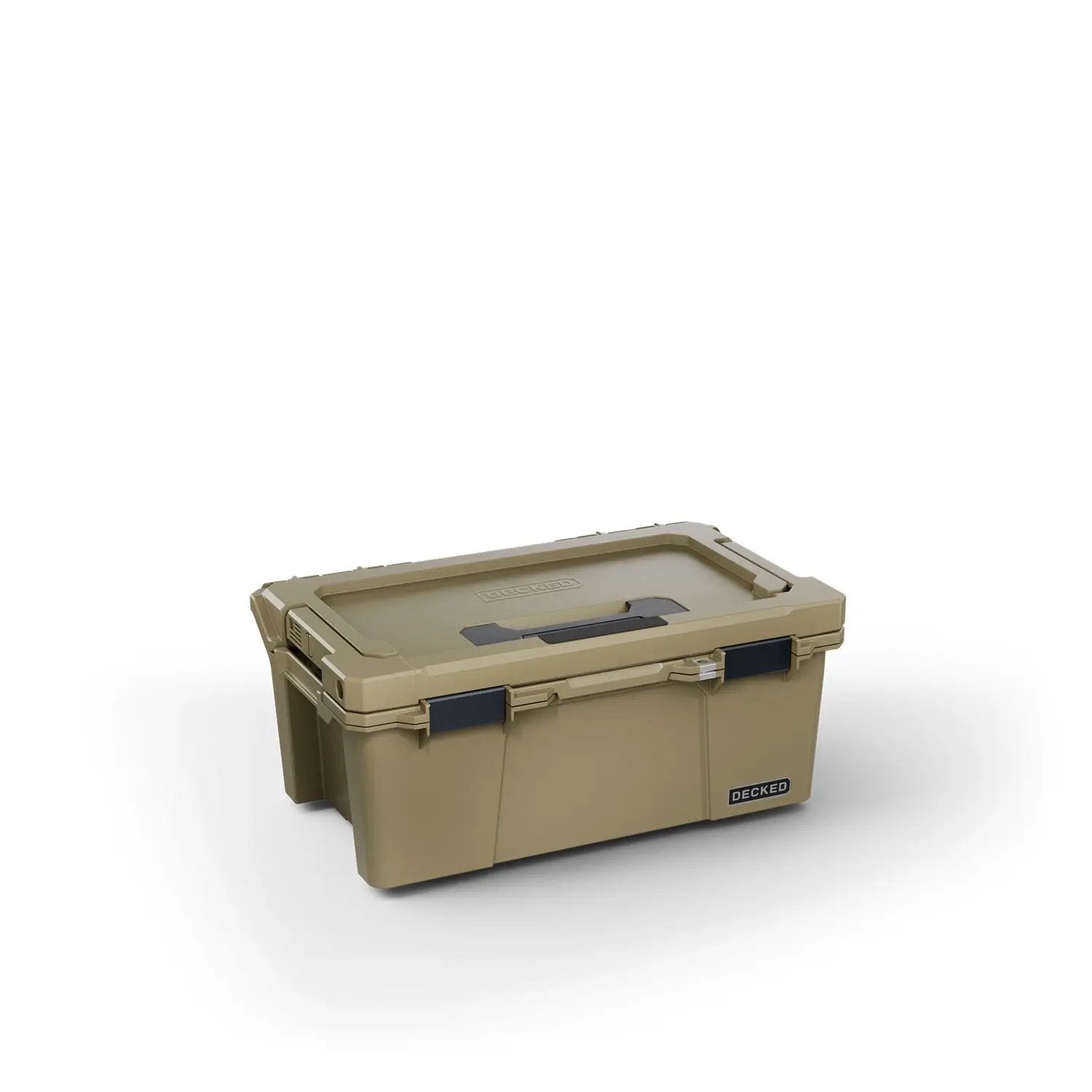DECKED Sixer 16 Case - Includes one (1) weatherproof 16-liter latching case and one (1) Cargo Tray - In Desert Tan with black latches by DECKED