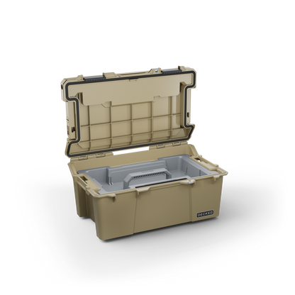 DECKED Sixer 16 Case - Includes one (1) weatherproof 16-liter latching case and one (1) Cargo Tray - In Desert Tan with black latches by DECKED