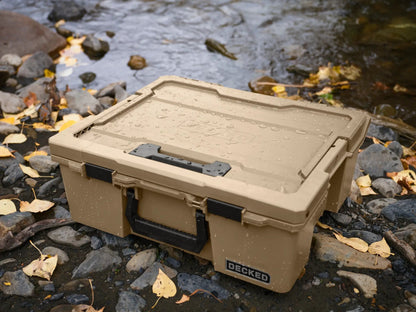 DECKED Sixer 16 Case - Includes one (1) weatherproof 16-liter latching case and one (1) Cargo Tray - In Desert Tan with black latches by DECKED