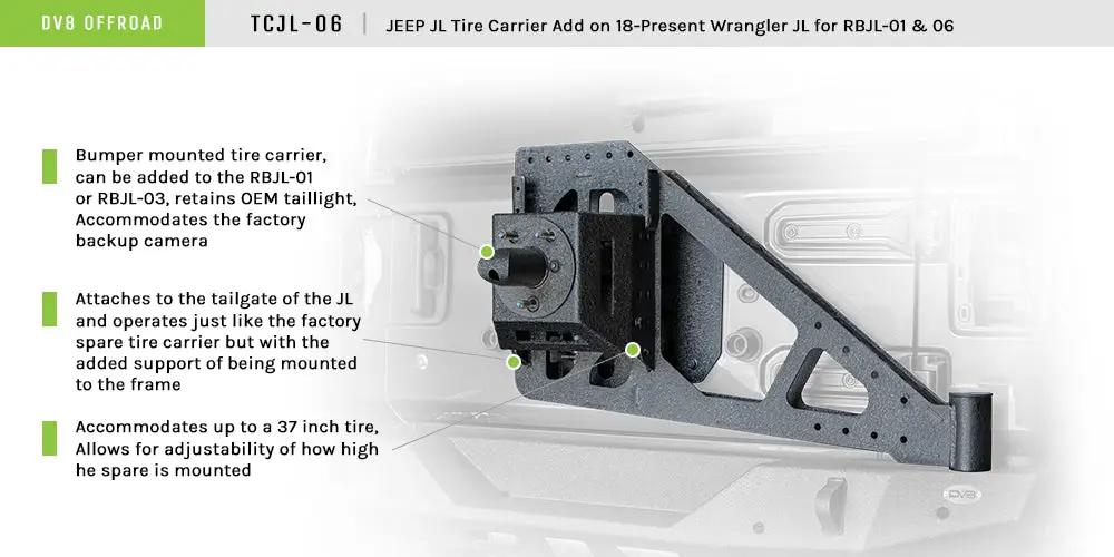 DV8 Offroad 18+ Jeep JL Tire Carrier Add-On by DV8 Offroad
