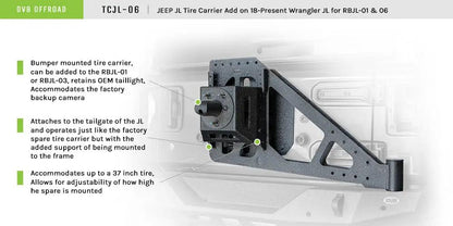 DV8 Offroad 18+ Jeep JL Tire Carrier Add-On by DV8 Offroad