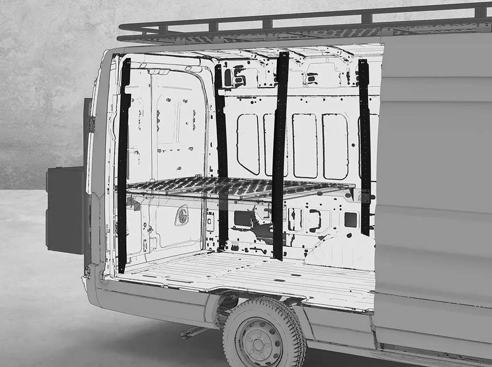 Flatline Van Co. Transit Bed System with High Roof EXT Bed Bracket by Flatline Van Co.