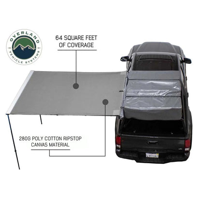 OVS HD Nomadic 2.0 - Awning, 6.5' Long, Grey Body, Green Trim & Black Travel Cover by OVS