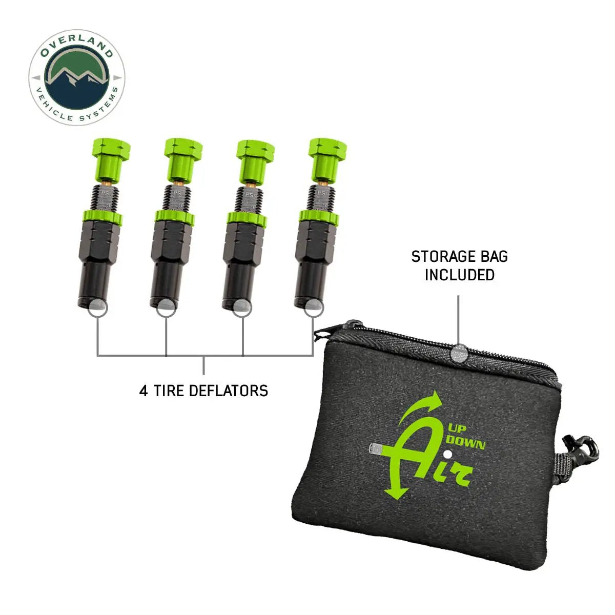 UDA 4 Piece Adjustable Tire Deflator Kit & Storage Bag by UDA