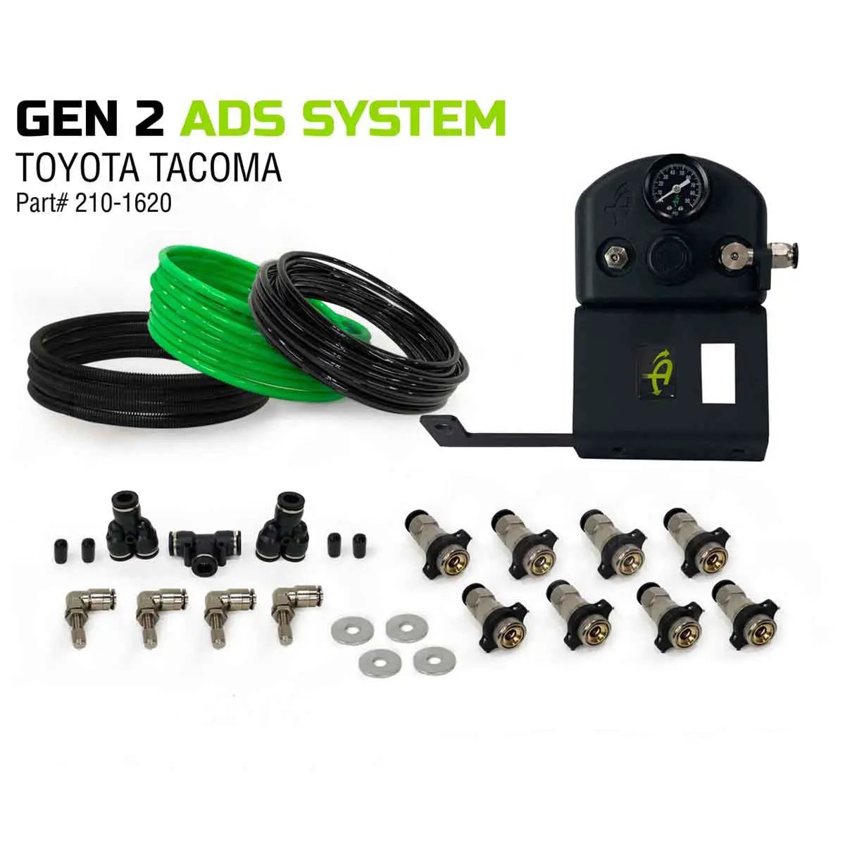 UDA 4 Tire Inflation System - Tacoma Engine Bay Mount With Box, Fittings, Hoses & Storage Bag - Black by UDA