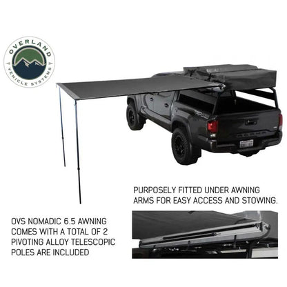 OVS HD Nomadic 2.0 - Awning, 6.5' Long, Grey Body, Green Trim & Black Travel Cover by OVS