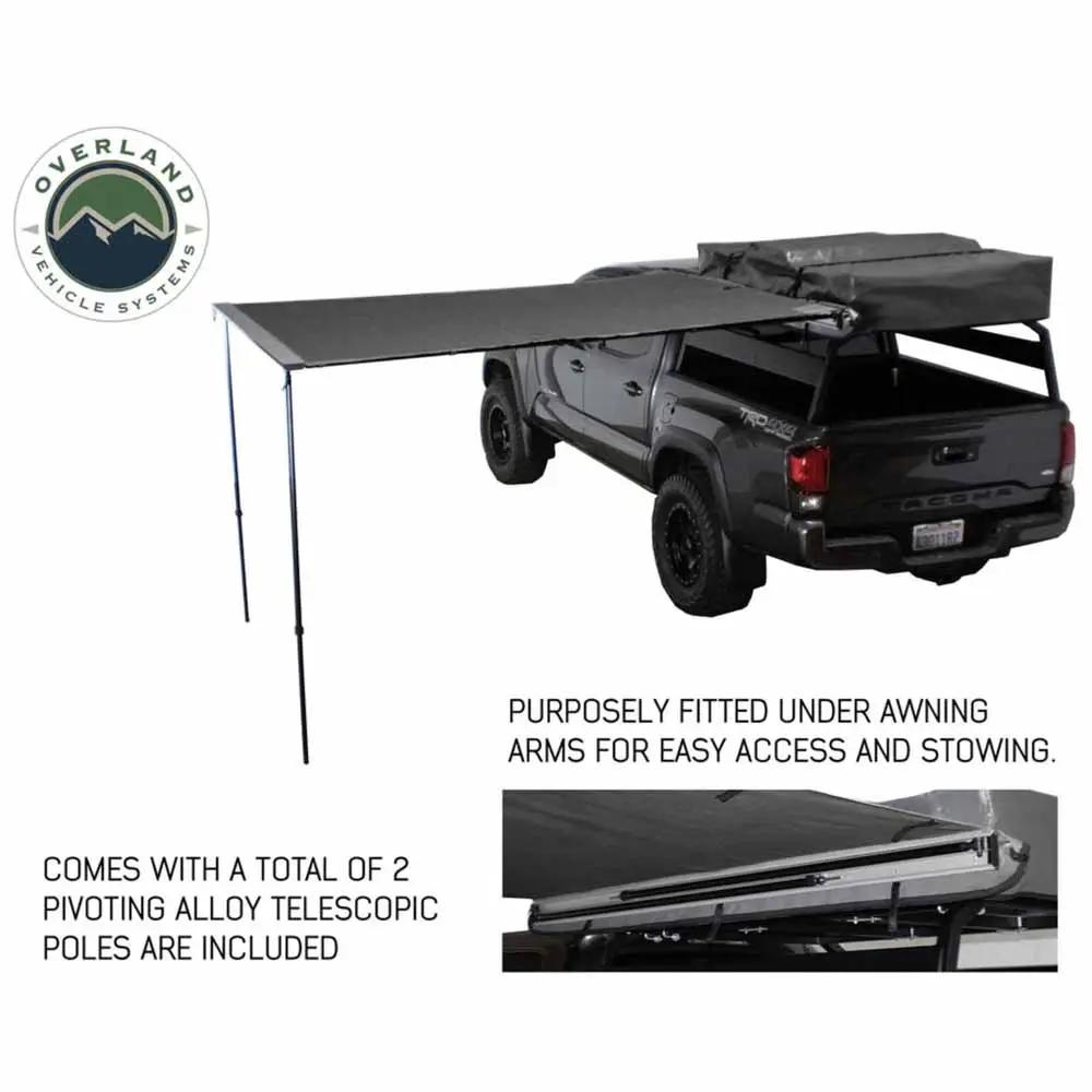 OVS HD Nomadic 2.5 - Awning, 8.0' Long, Grey Body, Green Trim & Black Travel Cover by OVS