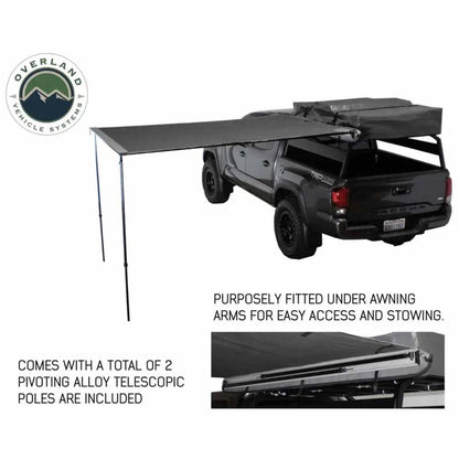 OVS HD Nomadic 2.5 - Awning, 8.0' Long, Grey Body, Green Trim & Black Travel Cover by OVS