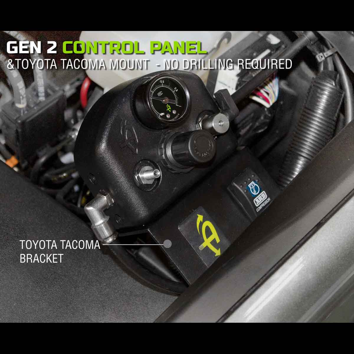 UDA 4 Tire Inflation System - Tacoma Engine Bay Mount With Box, Fittings, Hoses & Storage Bag - Black by UDA