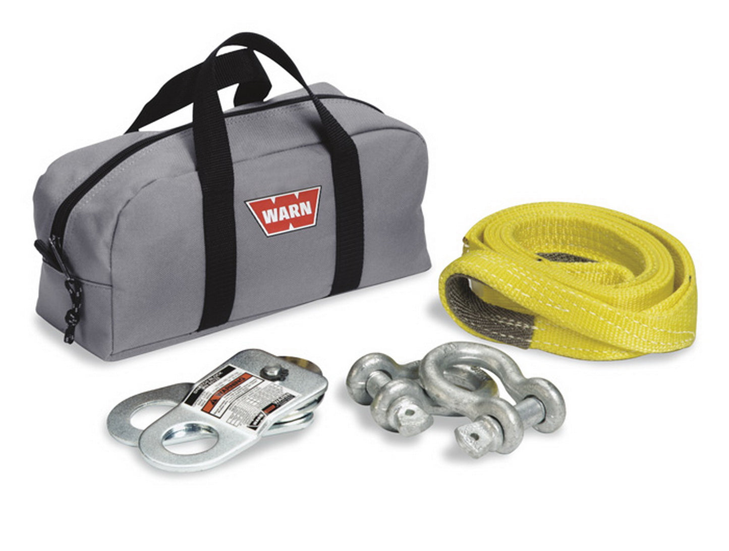 Warn With Two Shackles; Snatch Block; Load Strap and Gear Bag; Gray