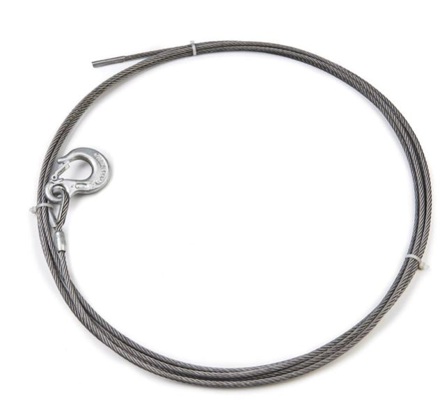 Warn 6800 Pound Capacity; 1/4 Inch Diameter x 25 Foot Length; EIPS Wire; Loop on One End and Hook on Other End