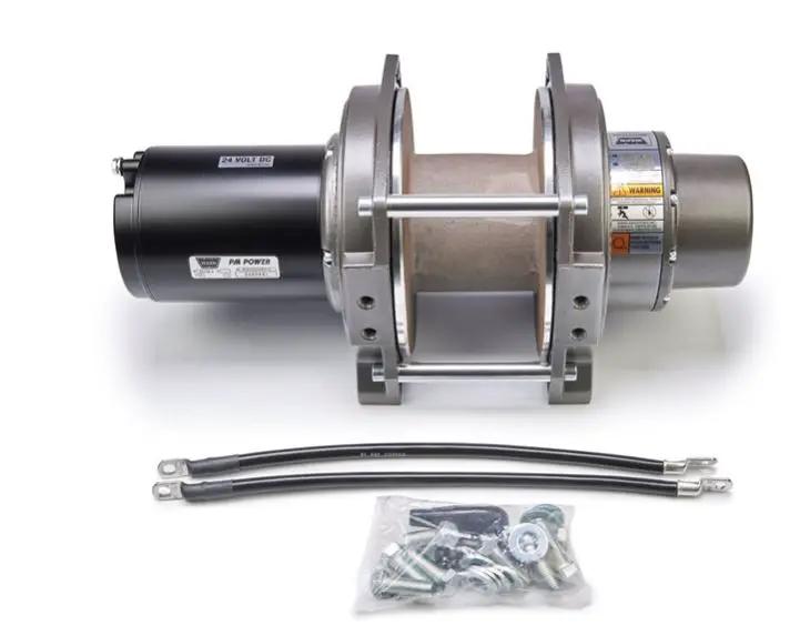 Warn Large Frame; 24 Volt Electric; 2000 Pound Line Pull Capacity; Without Rope; Without Fairlead; Without Remote; 261 Gear Reduction; Automatic Cone Brake by Warn