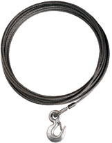 Warn 20400 Pound Capacity; 7/16 Inch Diameter x 100 Foot Length; EIPS Wire; Loop on One End and Hook on Other End