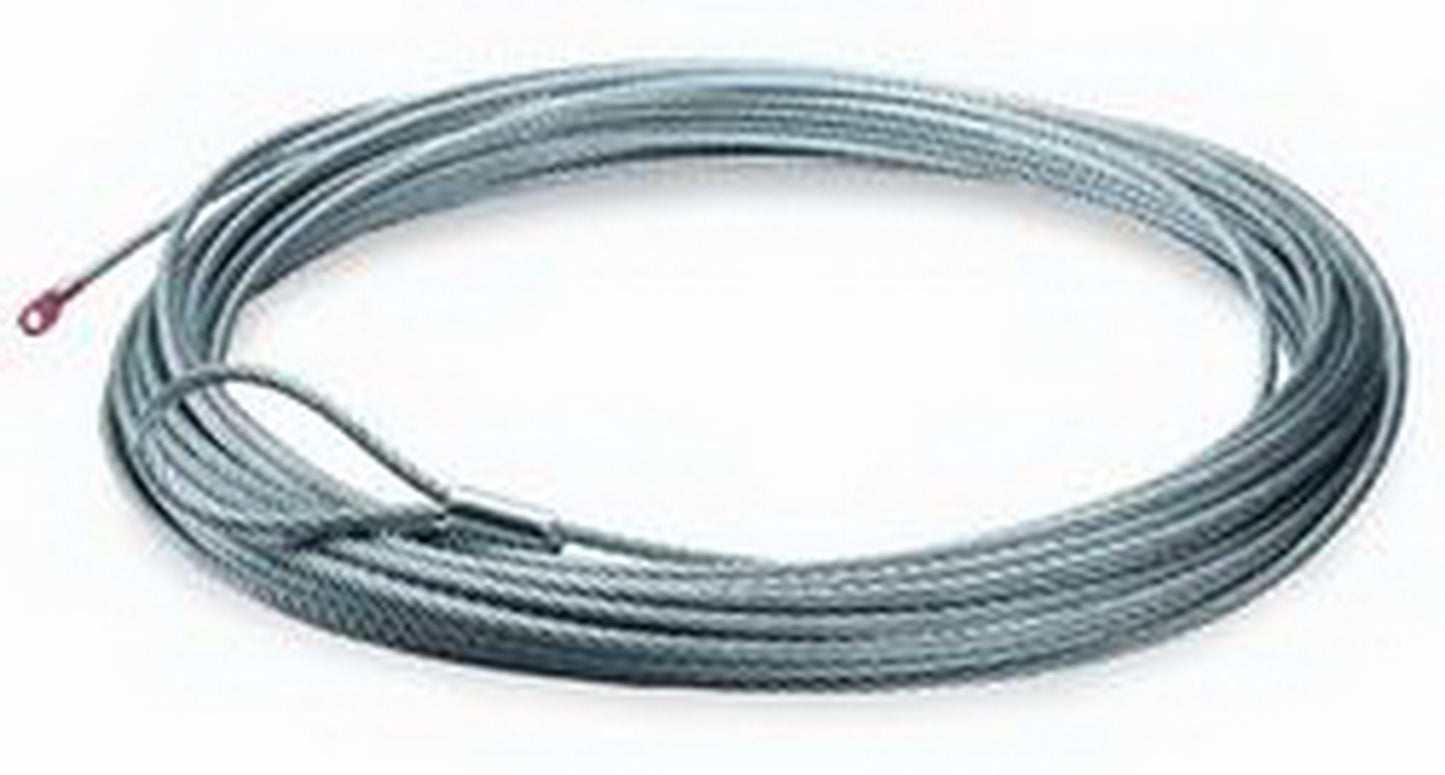 Warn 5/16 Inch Diameter x 125 Foot Length; Galvanized Aircraft Wire; Loop on One End and Wire Rope Terminal on Other End