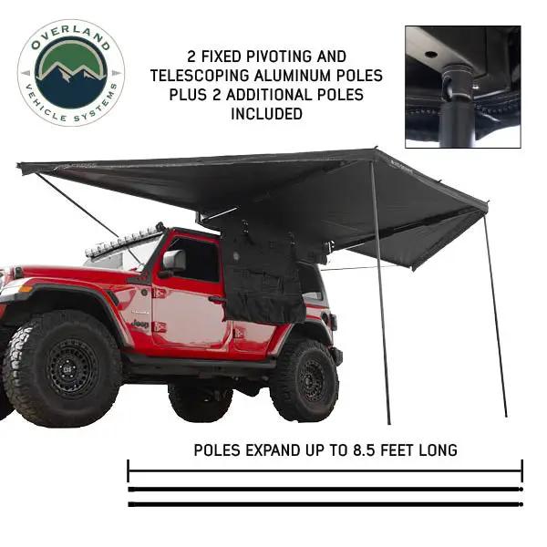 OVS XD Nomadic 180 - Awning, Universal, Black Body, Black Trim W/Black Travel Bag by OVS