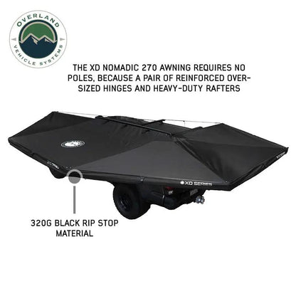 OVS XD Nomadic 270 - Awning, Lights, Black Out, Wall Kit, Driver Side, Black Body, Black Trim & Black Travel Cover by OVS
