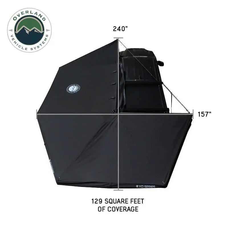 OVS XD Nomadic 270 - Awning, Lights, Black Out, Wall Kit, Driver Side, Black Body, Black Trim & Black Travel Cover by OVS