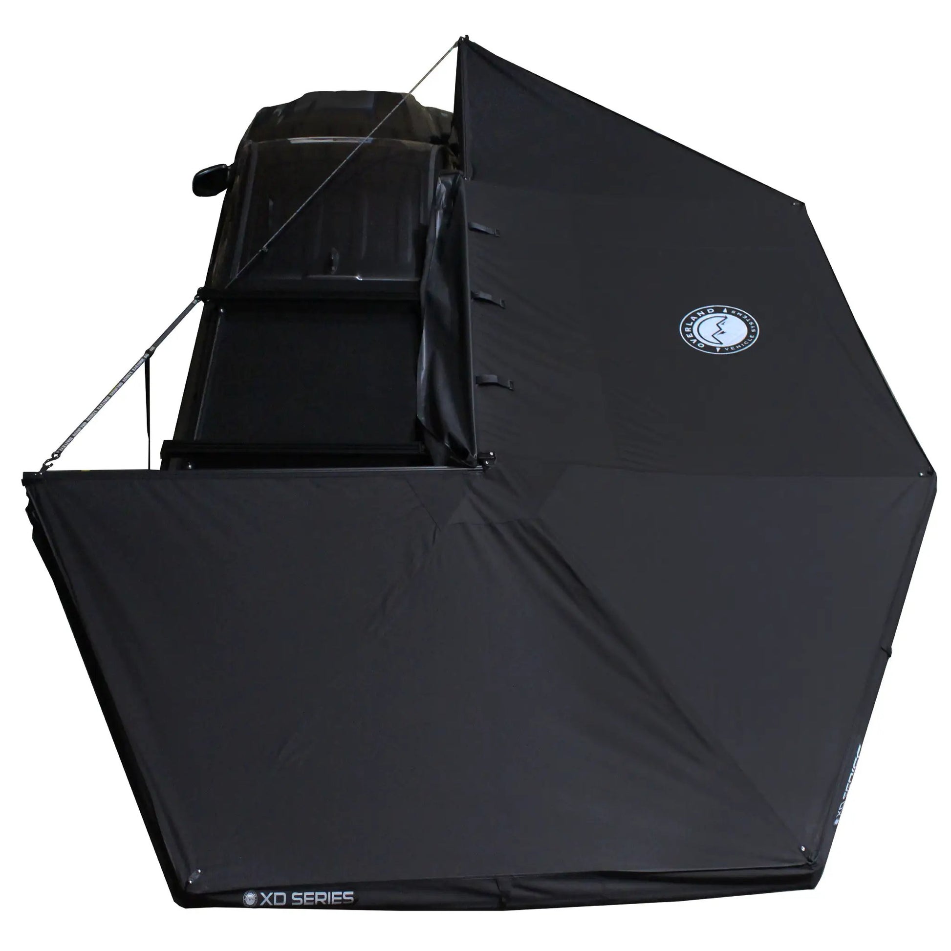OVS XD Nomadic 270 - Awning W/Lights & Black Out , Passenger Side, Black Body, Black Trim & Black Travel Cover - No Brackets, No Hardware by OVS