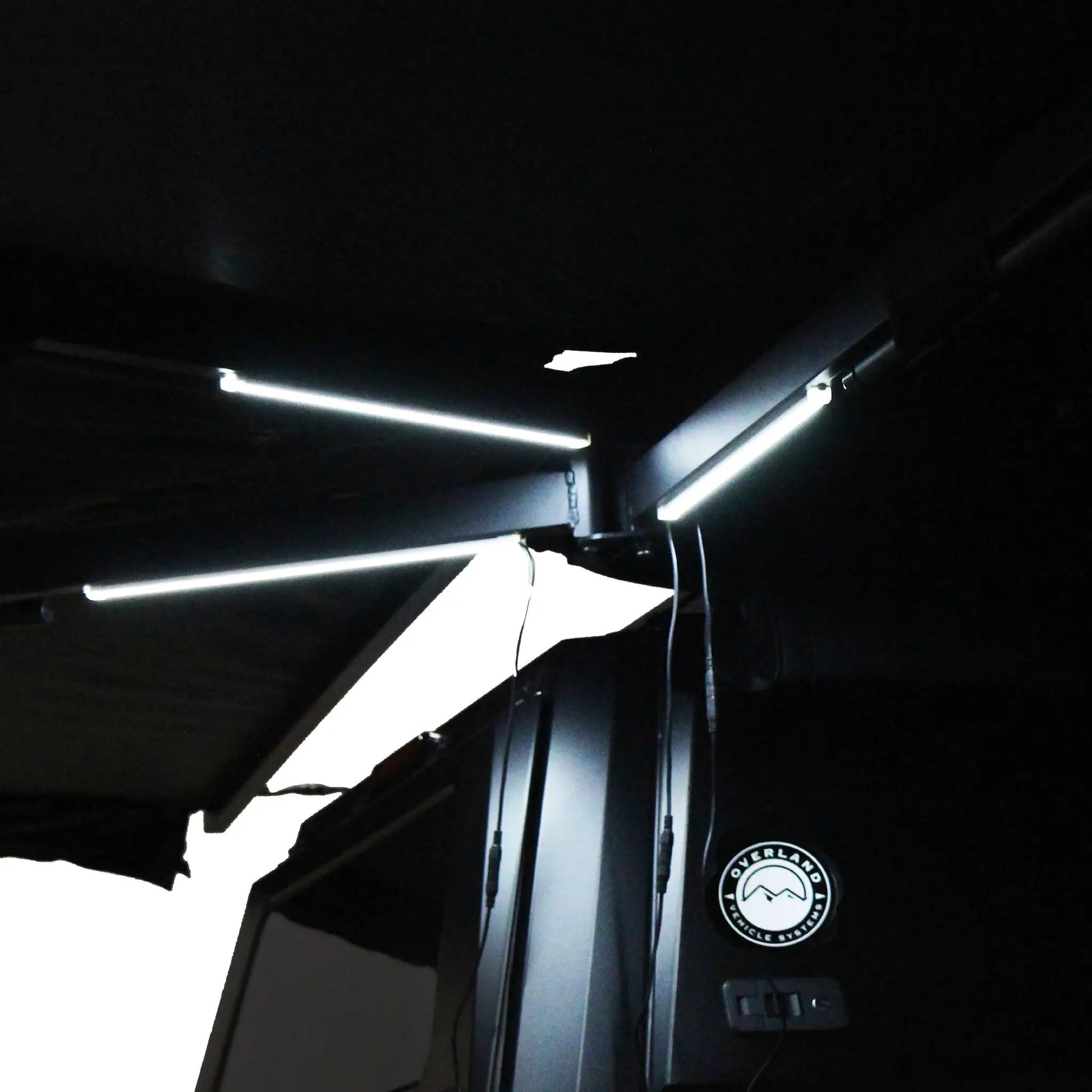 OVS XD Nomadic 270 - Awning W/Lights & Black Out , Passenger Side, Black Body, Black Trim & Black Travel Cover - No Brackets, No Hardware by OVS