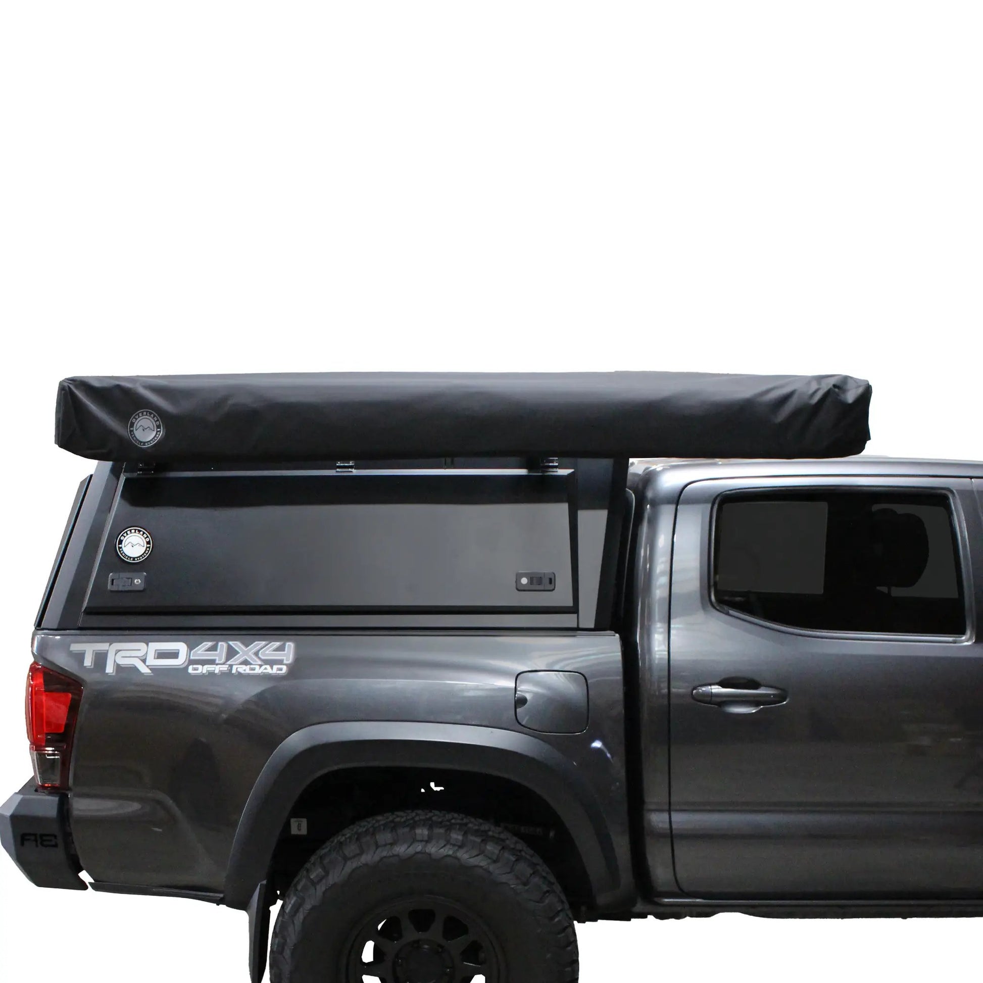 OVS XD Nomadic 270 - Awning W/Lights & Black Out , Passenger Side, Black Body, Black Trim & Black Travel Cover - No Brackets, No Hardware by OVS