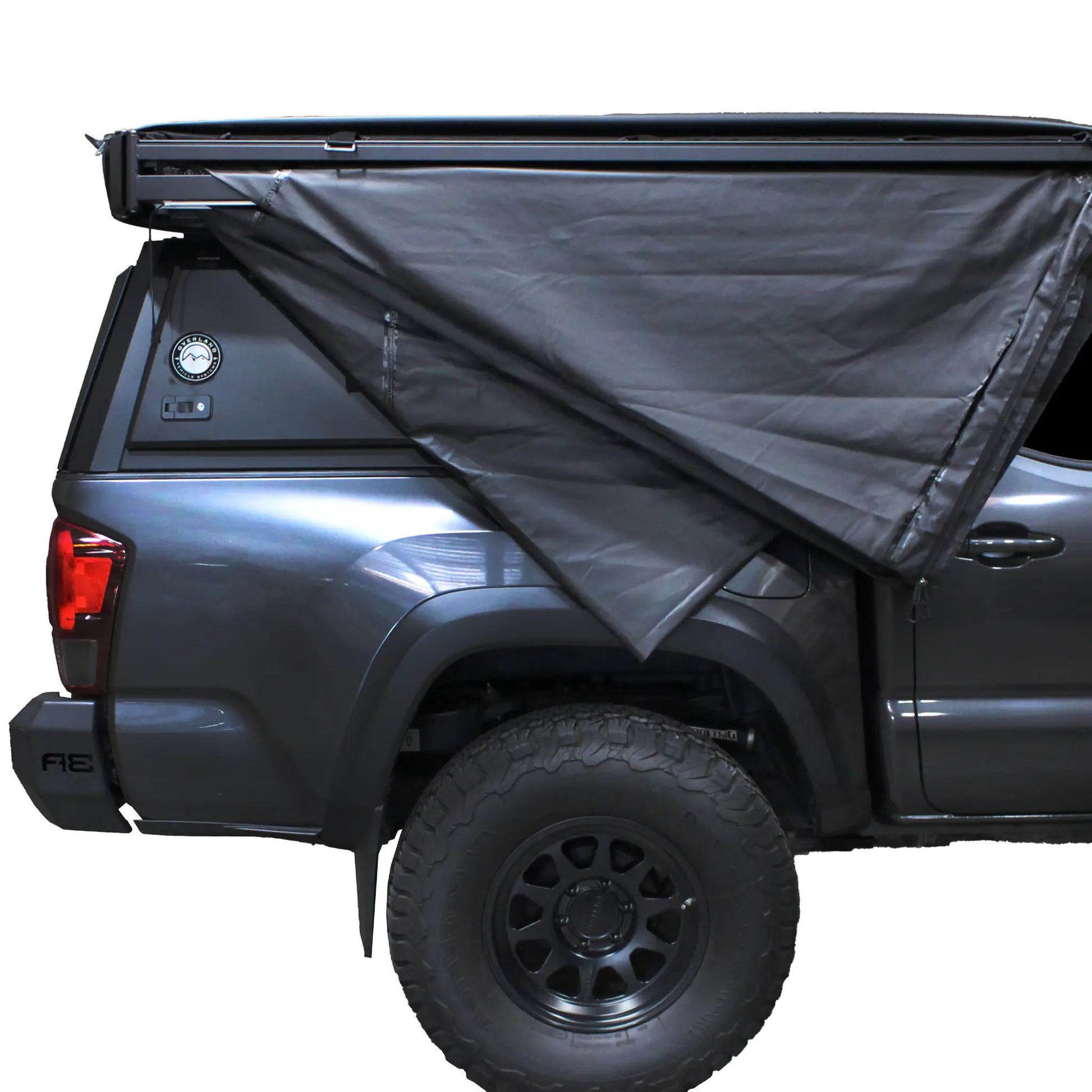 OVS XD Nomadic 270 - Awning W/Lights & Black Out , Passenger Side, Black Body, Black Trim & Black Travel Cover - No Brackets, No Hardware by OVS