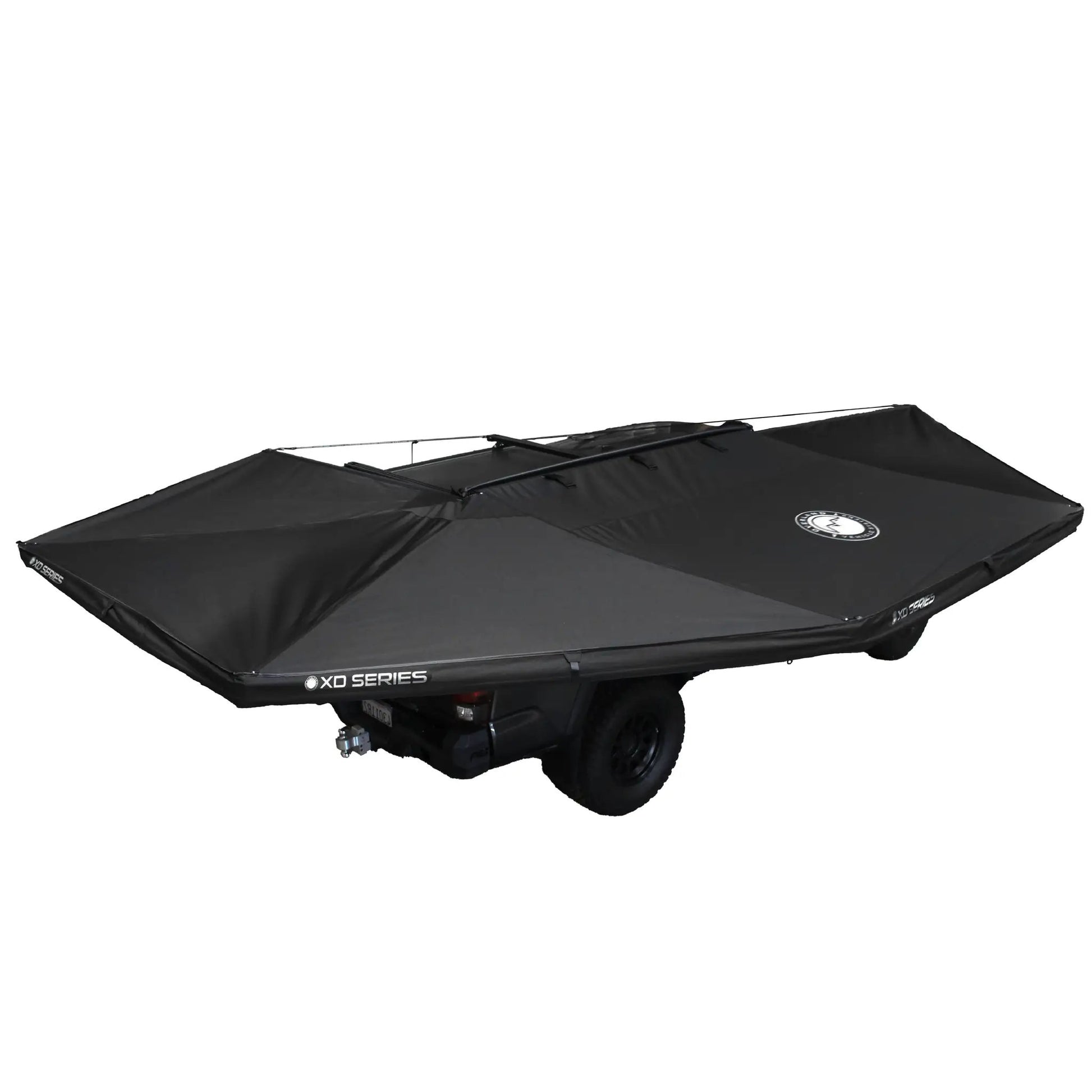 OVS XD Nomadic 270 - Awning W/Lights & Black Out , Passenger Side, Black Body, Black Trim & Black Travel Cover - No Brackets, No Hardware by OVS