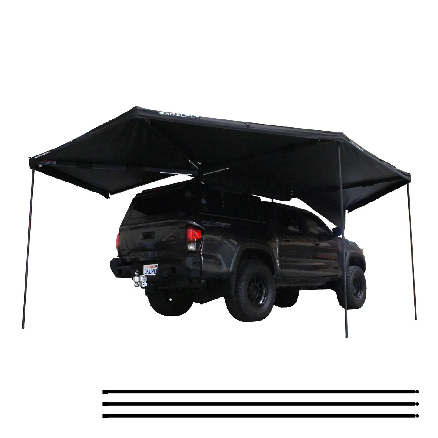 OVS XD Nomadic 270 - Awning W/Lights & Black Out , Passenger Side, Black Body, Black Trim & Black Travel Cover - No Brackets, No Hardware by OVS