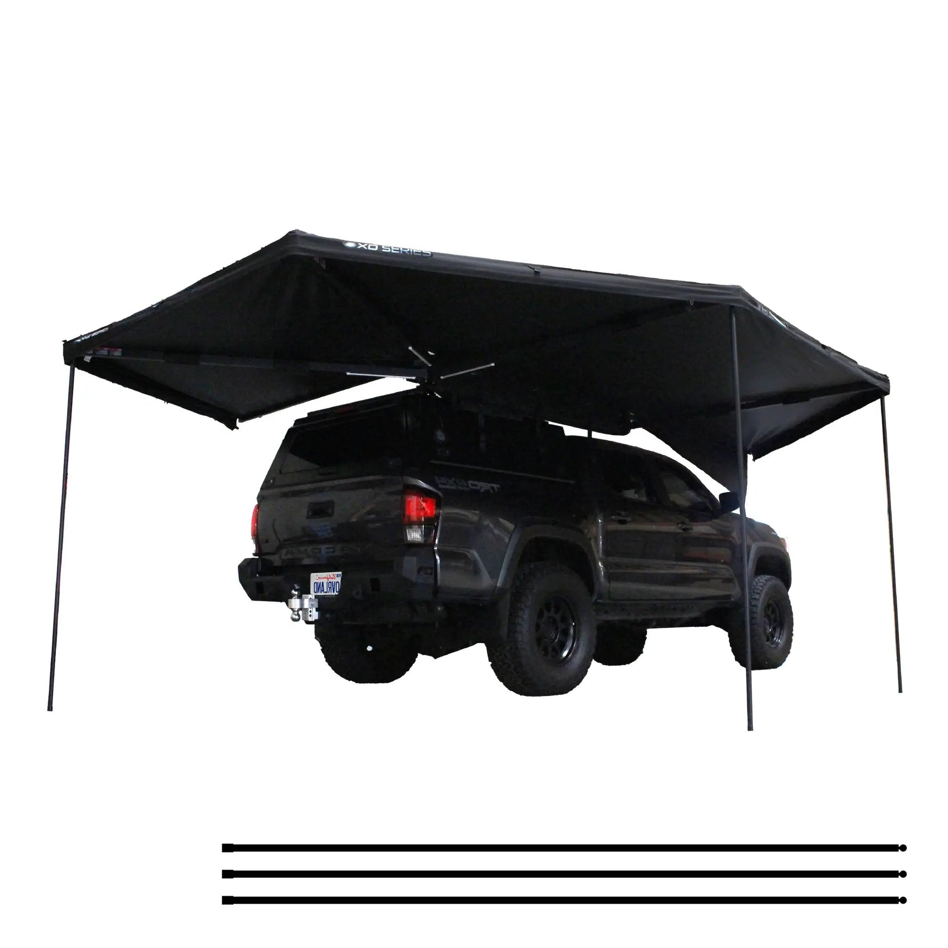 OVS XD Nomadic 270 - Awning W/Lights & Black Out , Passenger Side, Black Body, Black Trim & Black Travel Cover - No Brackets, No Hardware by OVS