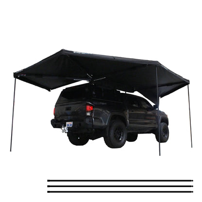 OVS XD Nomadic 270 - Awning W/Lights & Black Out , Passenger Side, Black Body, Black Trim & Black Travel Cover - No Brackets, No Hardware by OVS