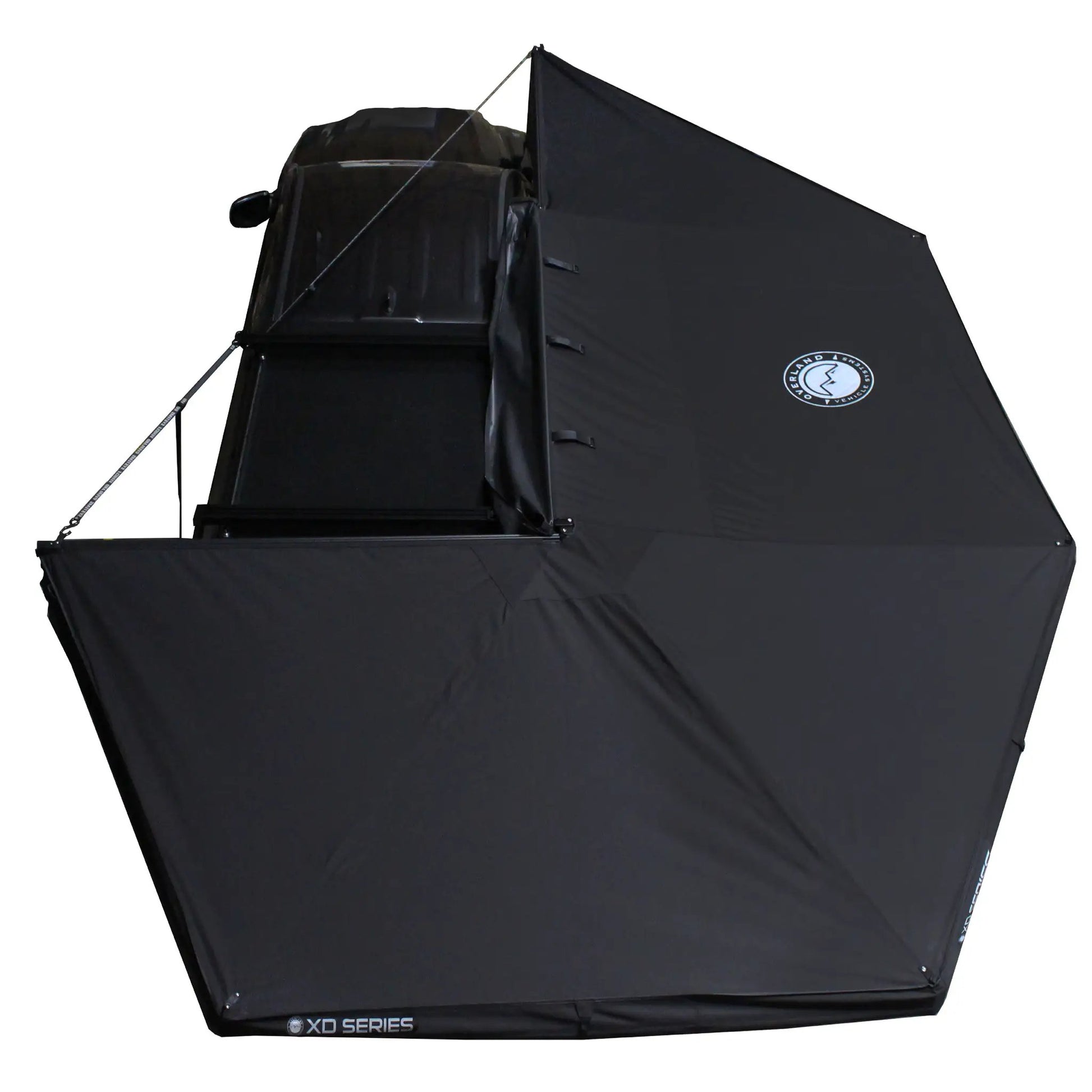 OVS XD Nomadic 270 - Awning W/Lights & Black Out , Passenger Side, Black Body, Black Trim & Black Travel Cover - No Brackets, No Hardware by OVS