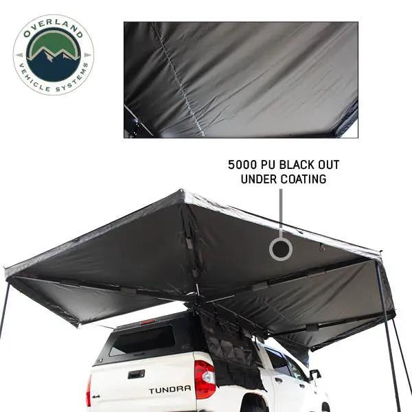 OVS XD Nomadic 270 - Awning W/Lights & Black Out , Passenger Side, Grey Hex, Black Trim & Black Travel Cover - No Brackets, No Hardware by OVS