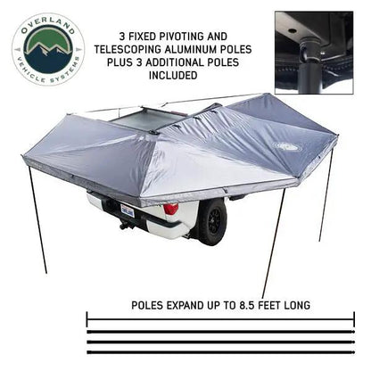 OVS XD Nomadic 270 - Awning W/Lights & Black Out , Passenger Side, Grey Hex, Black Trim & Black Travel Cover by OVS