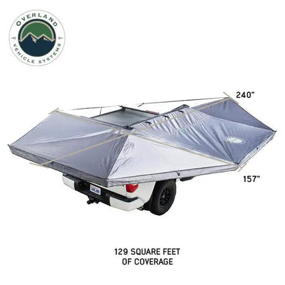OVS XD Nomadic 270 - Awning W/Lights & Black Out , Passenger Side, Grey Hex, Black Trim & Black Travel Cover by OVS