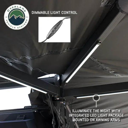 OVS XD Nomadic 270 - Awning W/Lights & Black Out , Passenger Side, Grey Hex, Black Trim & Black Travel Cover - No Brackets, No Hardware by OVS