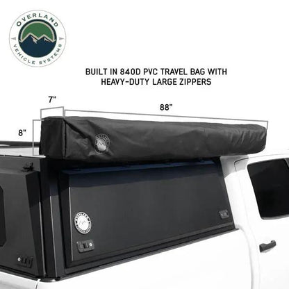 OVS XD Nomadic 270 - Awning W/Lights & Black Out , Passenger Side, Grey Hex, Black Trim & Black Travel Cover - No Brackets, No Hardware by OVS