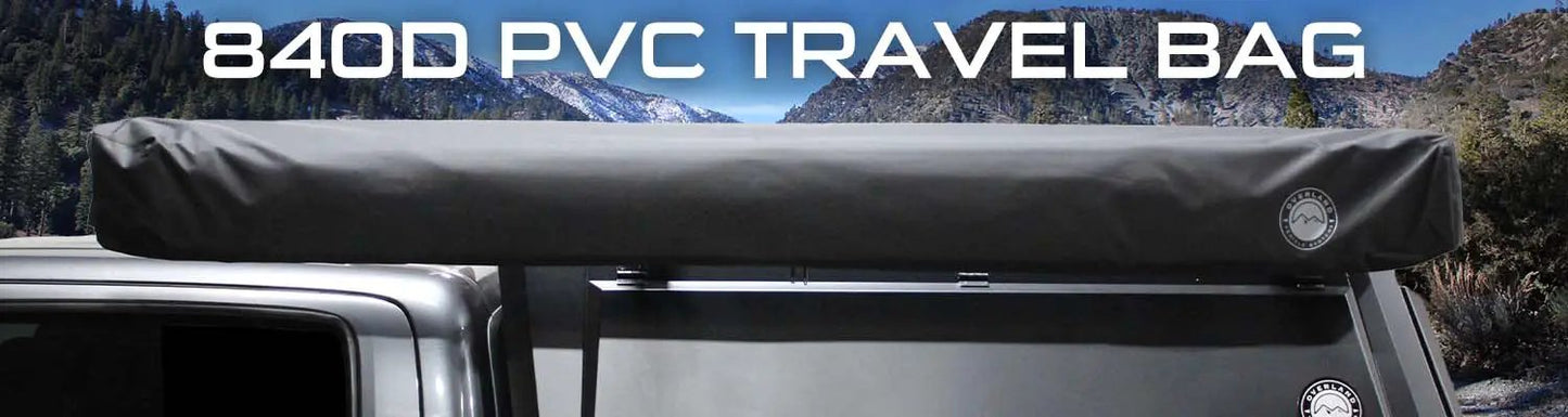 OVS XD Nomadic 270 - Awning W/Lights & Black Out , Passenger Side, Black Body, Black Trim & Black Travel Cover - No Brackets, No Hardware by OVS