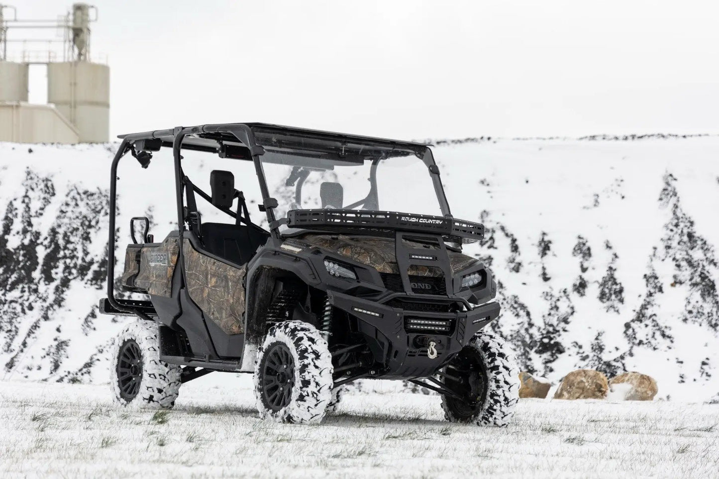 Rough Country Front Cargo Rack |Black Series LED | 6" Light | Slim Line | Honda Pioneer 1000 by Rough Country