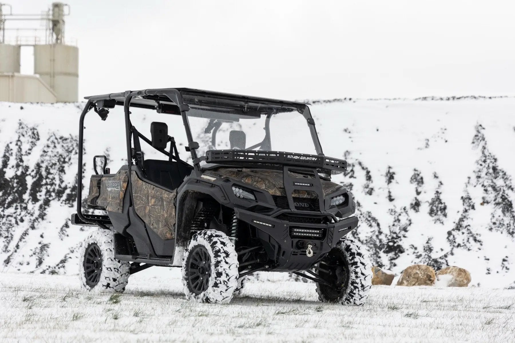 Rough Country Front Cargo Rack |Black Series LED | 6" Light | Slim Line | Honda Pioneer 1000 by Rough Country